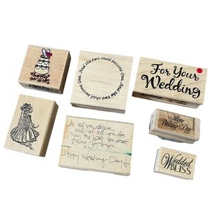 Lot of 7 Wedding rubber stamps. Most of the stamps are brand new.